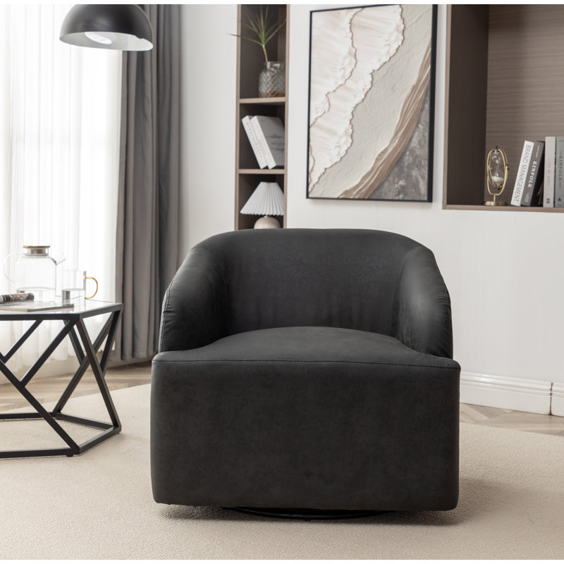 Latitude Run® Andretta Faux Leather Swivel Barrel Chair & Reviews